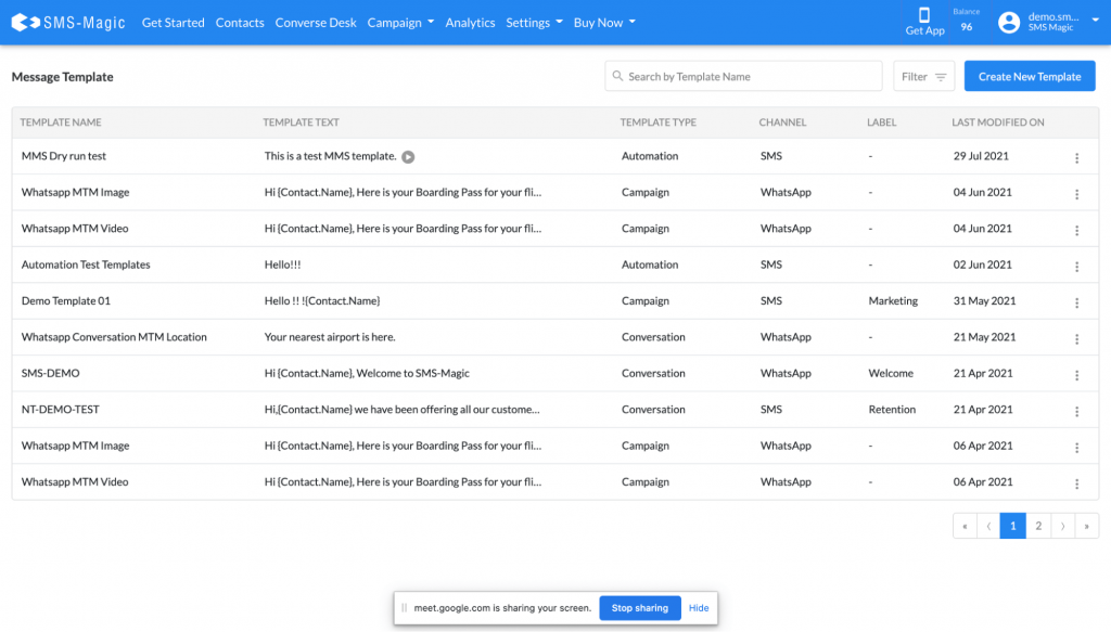 Create template page