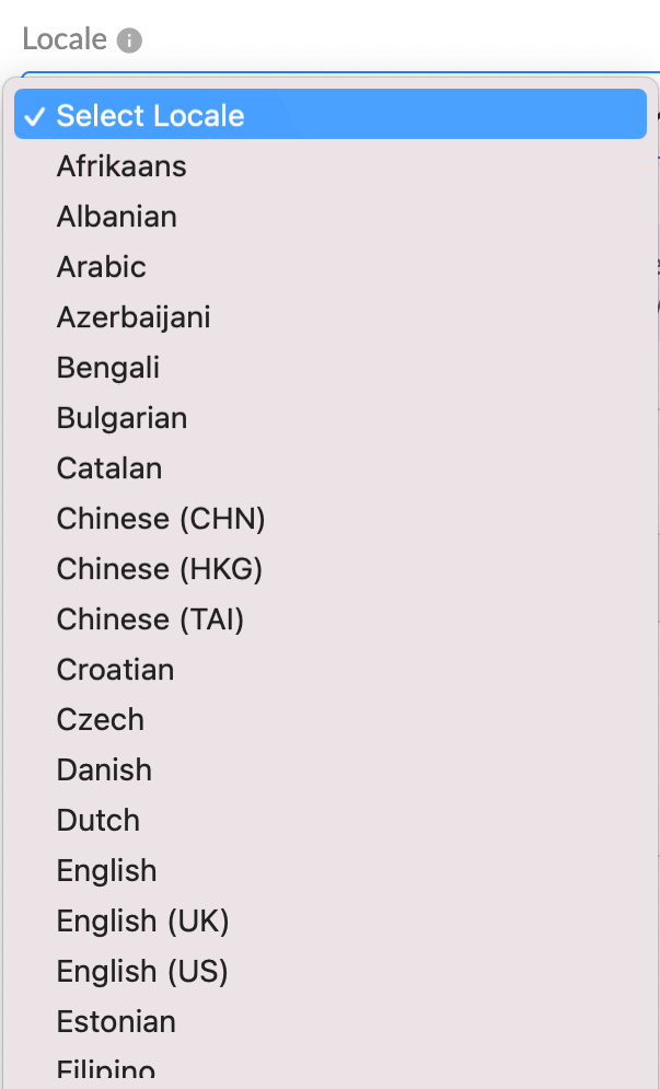Locale Dropdown