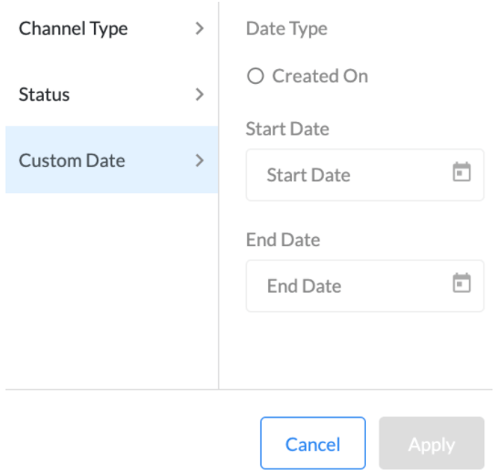 filter by Custom Date Option