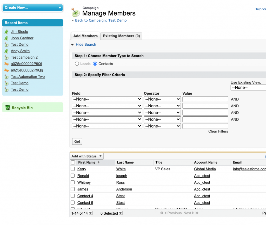 Manage Members search