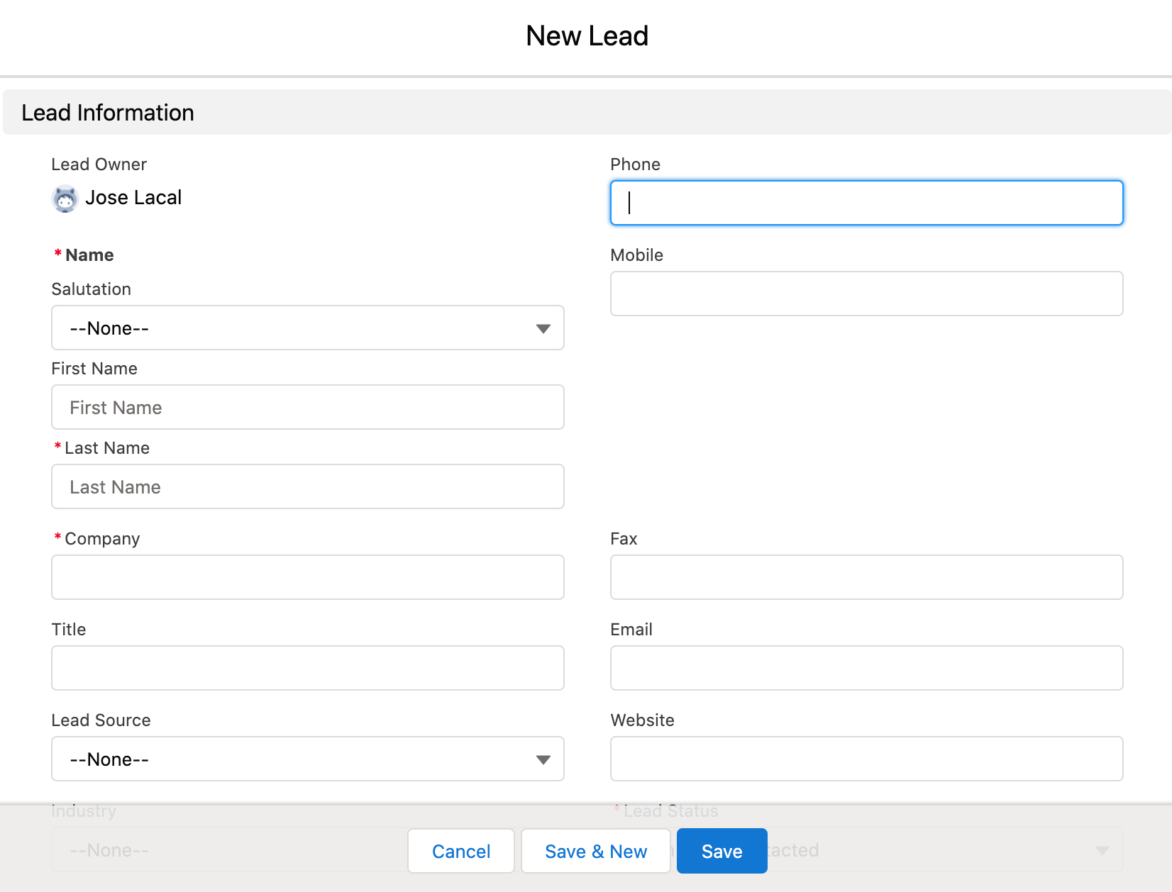 Create New Lead