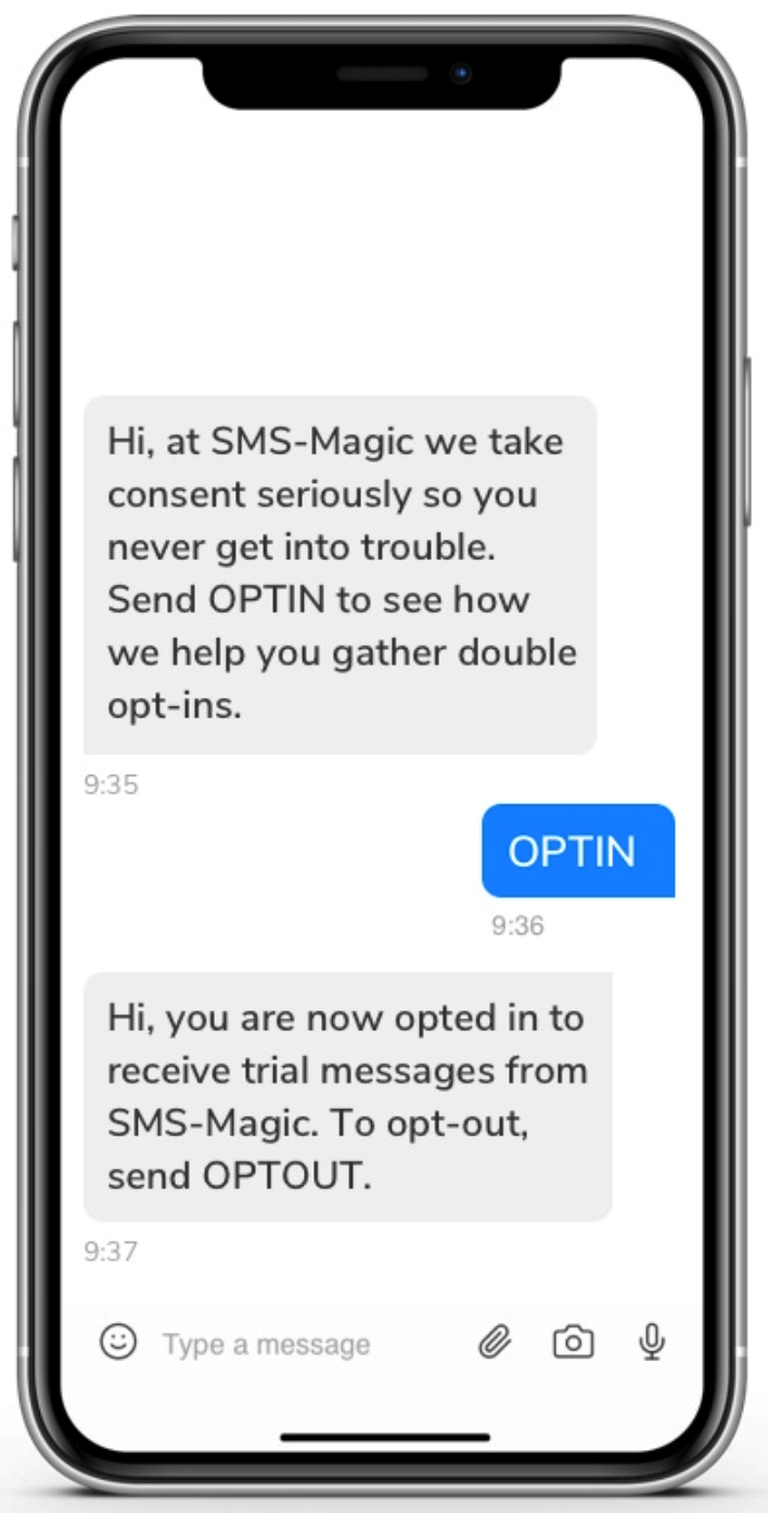 Message after optin