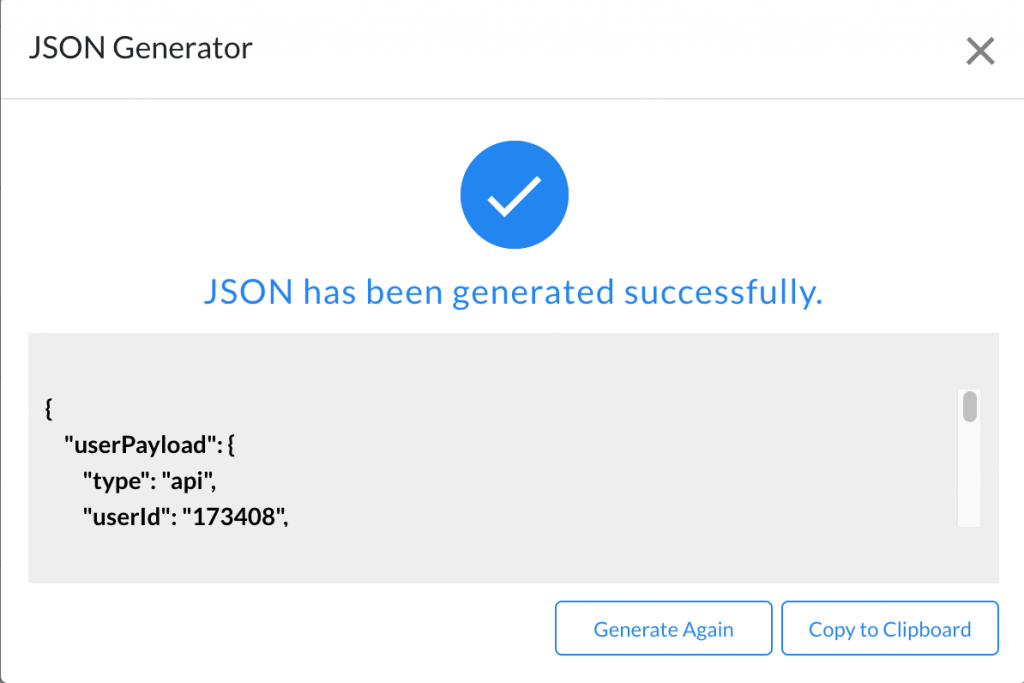 JSON generated successfully