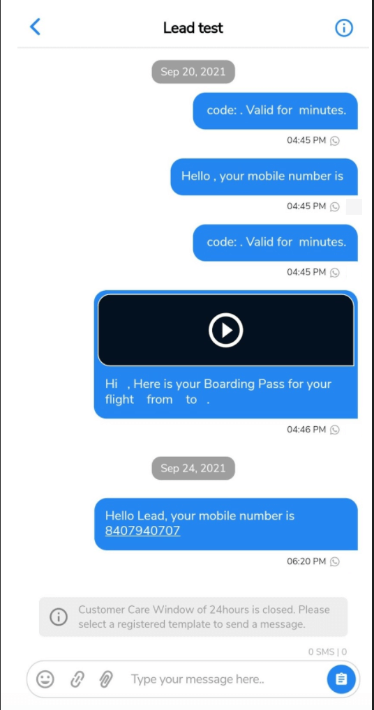 Select conversation in mobile inbox