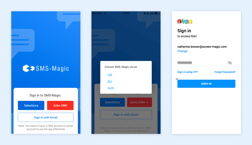 Zoho Signin mobile